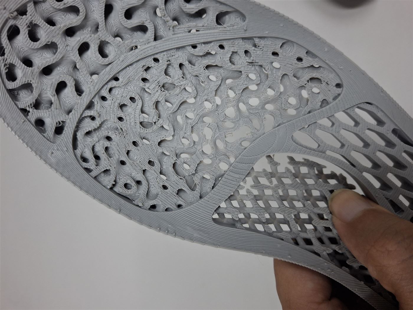Close-up of lattice structures and hard perimeter edge